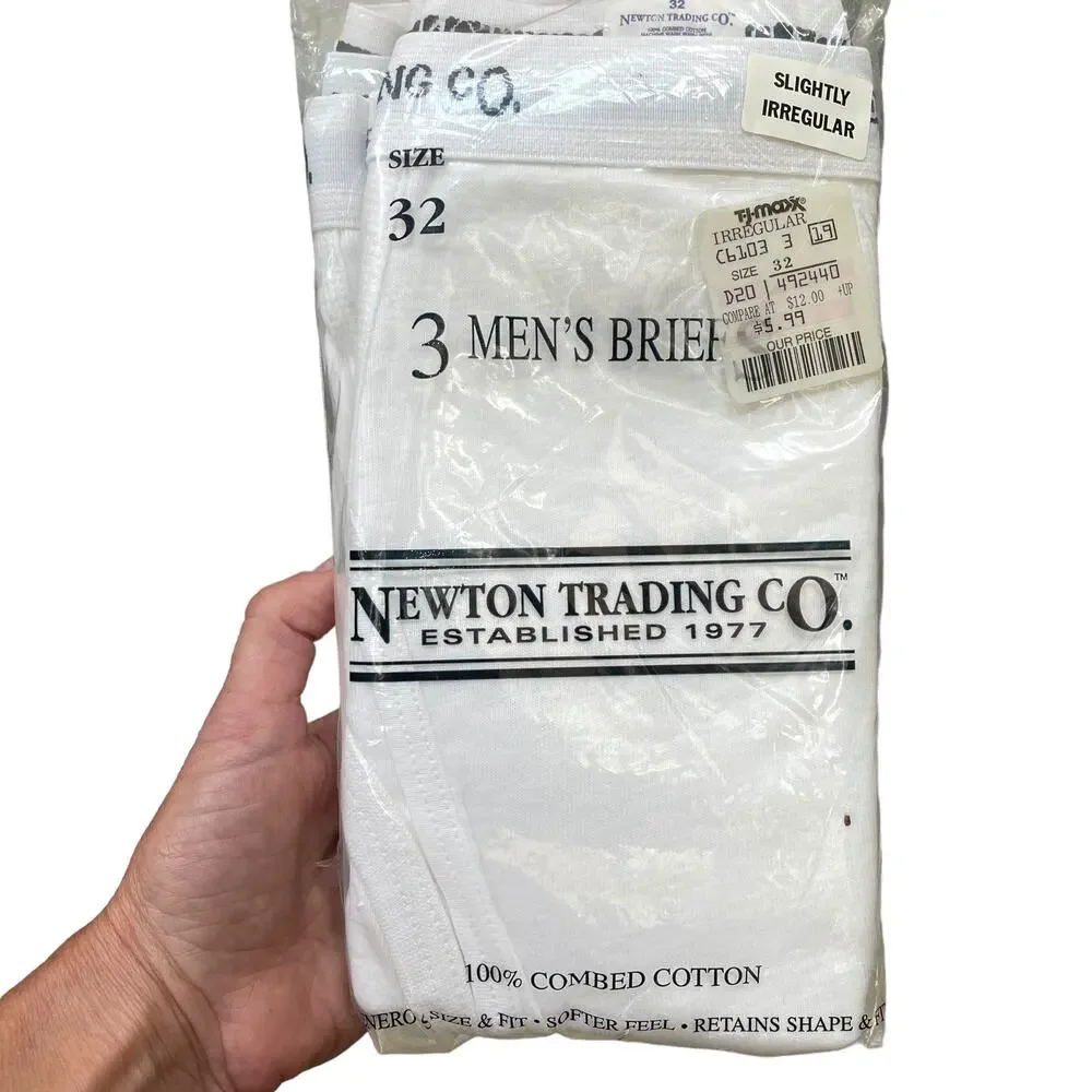 Newton Trading Co Mens Briefs Size 32 White Underwear NOS Whitey Tighty READ